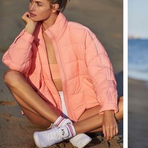 Free People Pippa Packable Puffer Jacket in Pink Lemonade